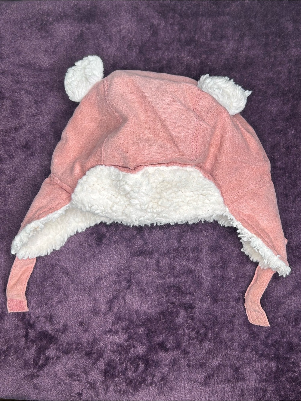 Old Navy Pink Sherpa Earflap Hat with Pom Details